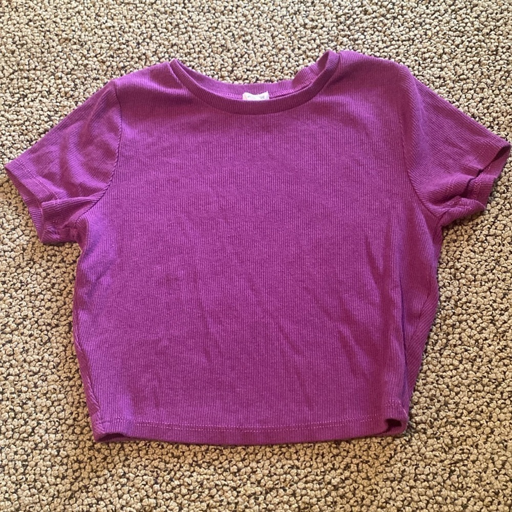 Garage Purple Ribbed Crop Top
